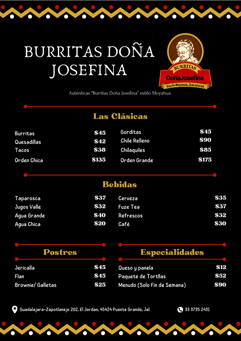Burritas Doña Josefina Menu - Image 1